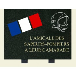 Plaque pompier avec drapeau tricolore 30*23