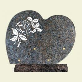 Plaque coeur penché  avec rose 30x23